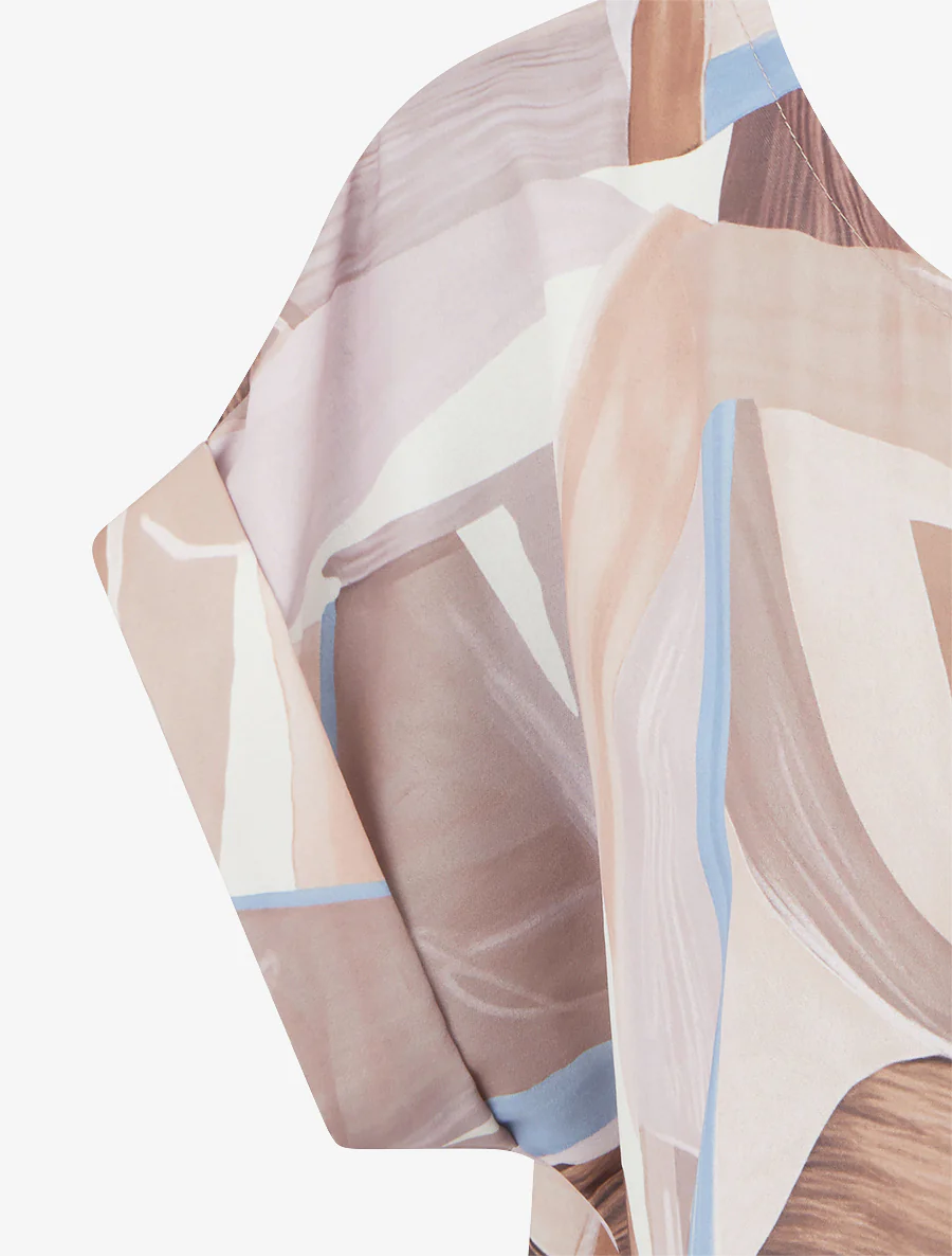 Top met abstracte print en striksluiting - Beige - Image 3