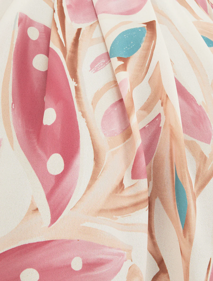 Top met Amerikaanse halslijn en plantenprint - Roos - Image 3