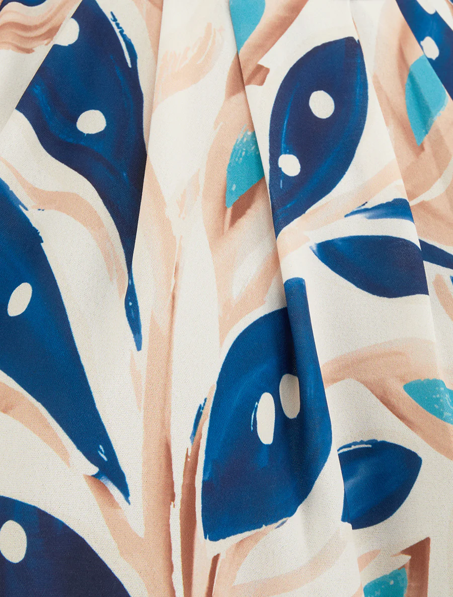 Top met Amerikaanse halslijn en plantenprint - Marine - Image 3