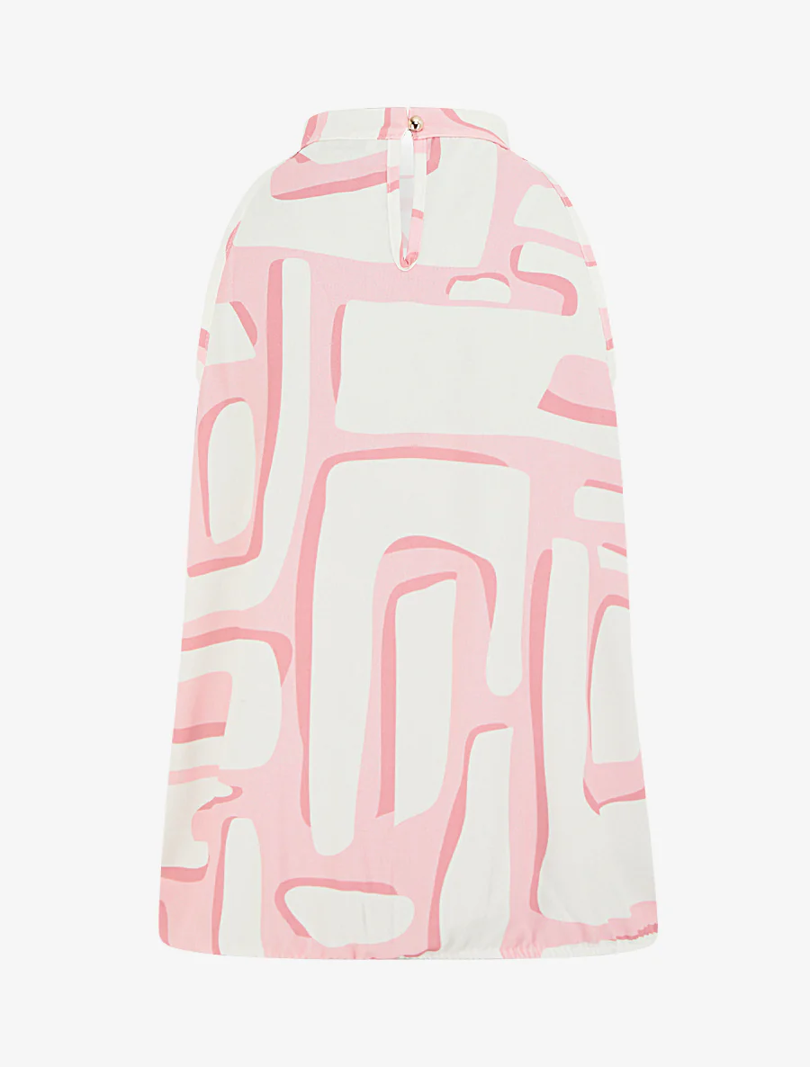 Top met Amerikaanse kraag en abstracte print. - Roos - Image 2