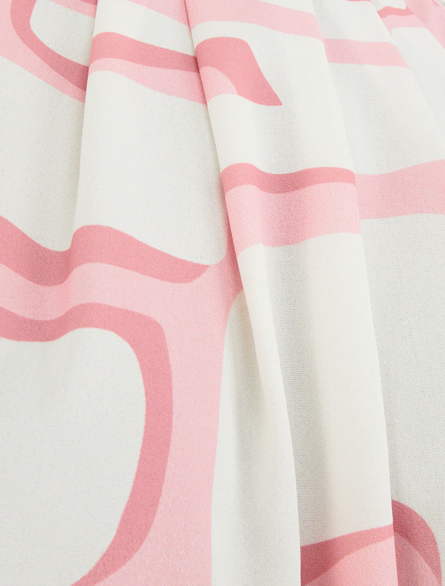 Top met Amerikaanse kraag en abstracte print. - Roos - Image 3
