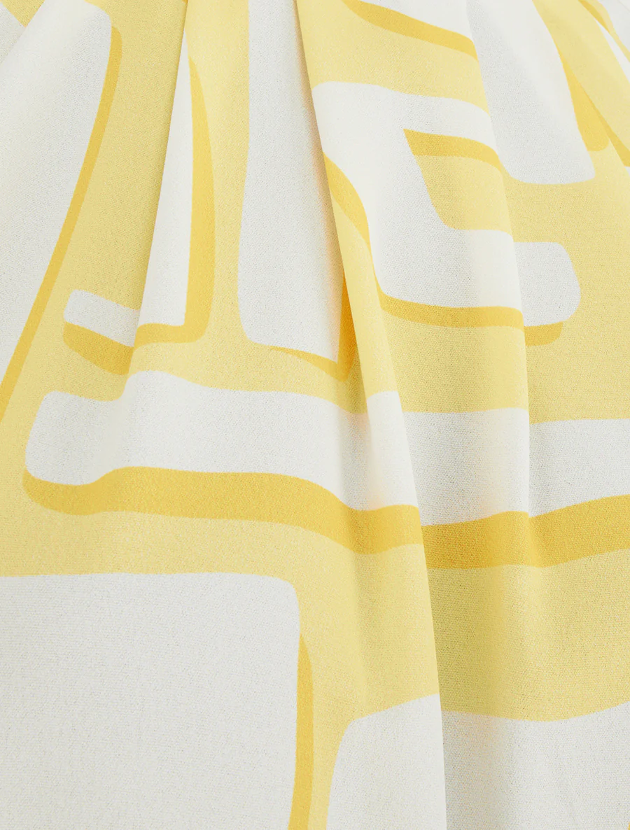 Top met Amerikaanse kraag en abstracte print. - Geel - Image 3