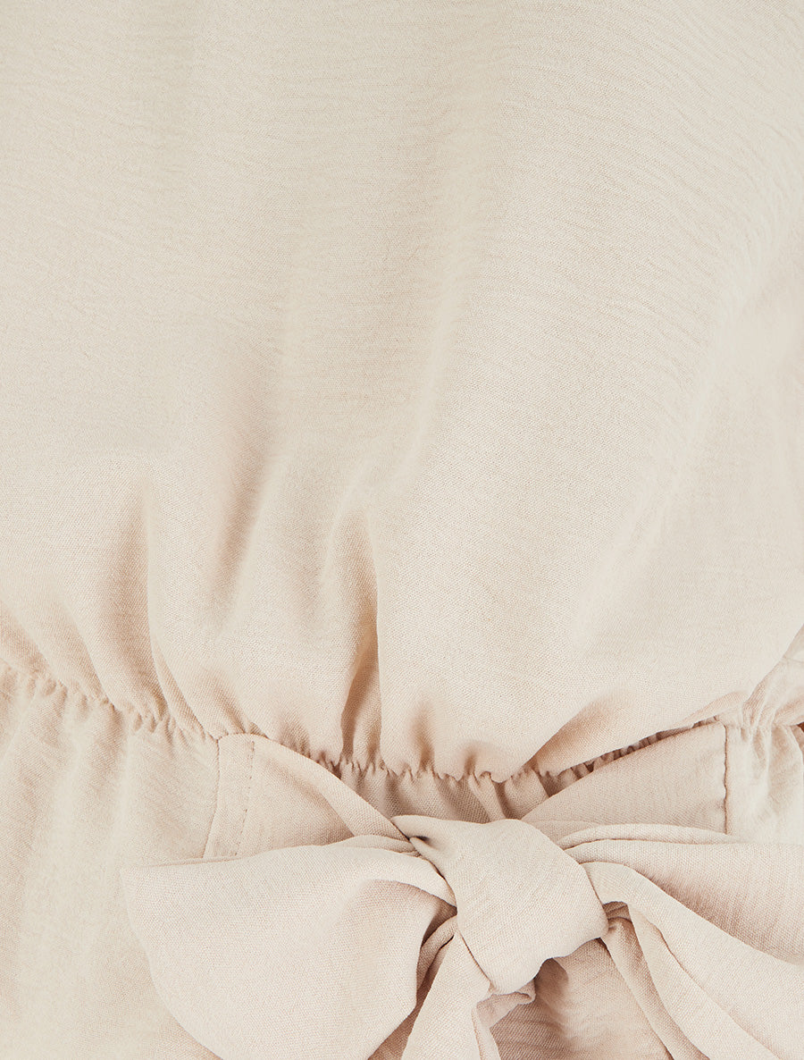 Top met Amerikaanse kraag en knoop - Beige - Image 3
