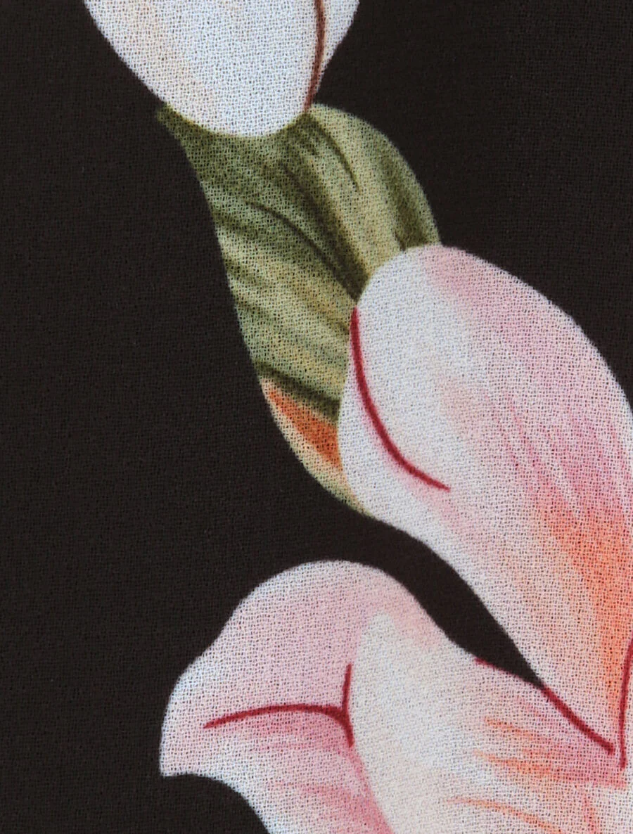 Top met Amerikaanse kraag en pioenrozenprint - zwart - Image 3