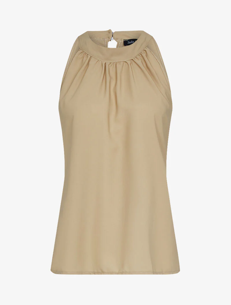 Top met Amerikaanse kraag - camel