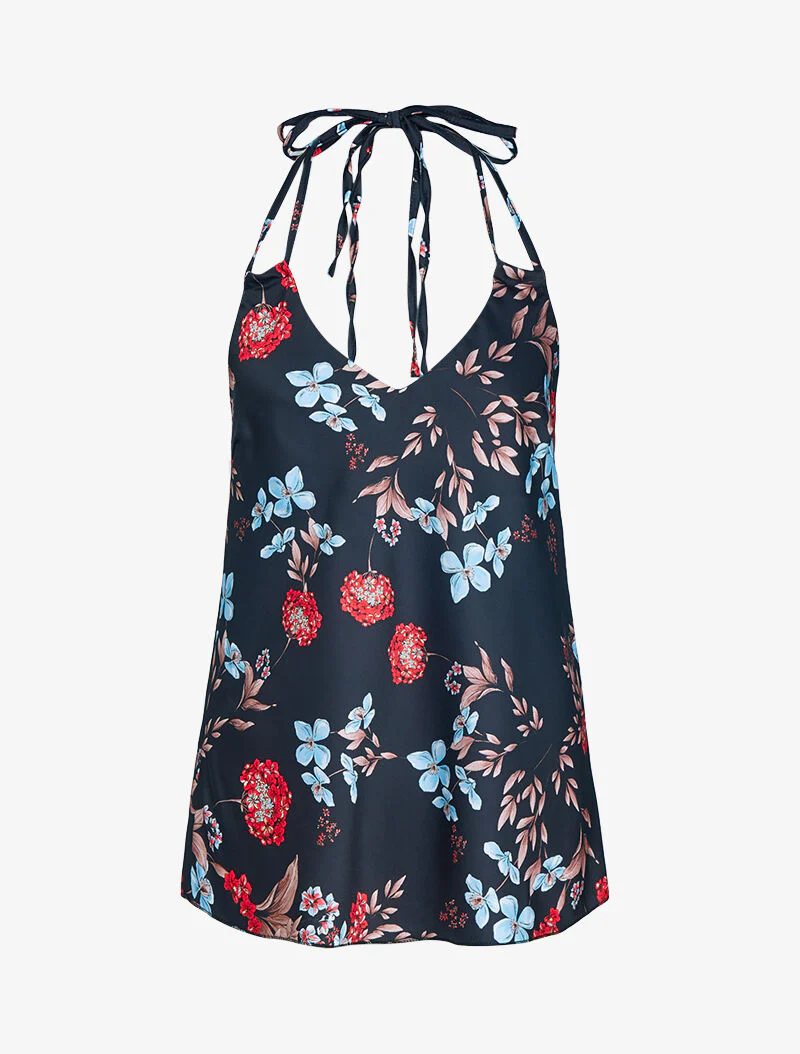 Top met bandjes en prints op de rug - zwart