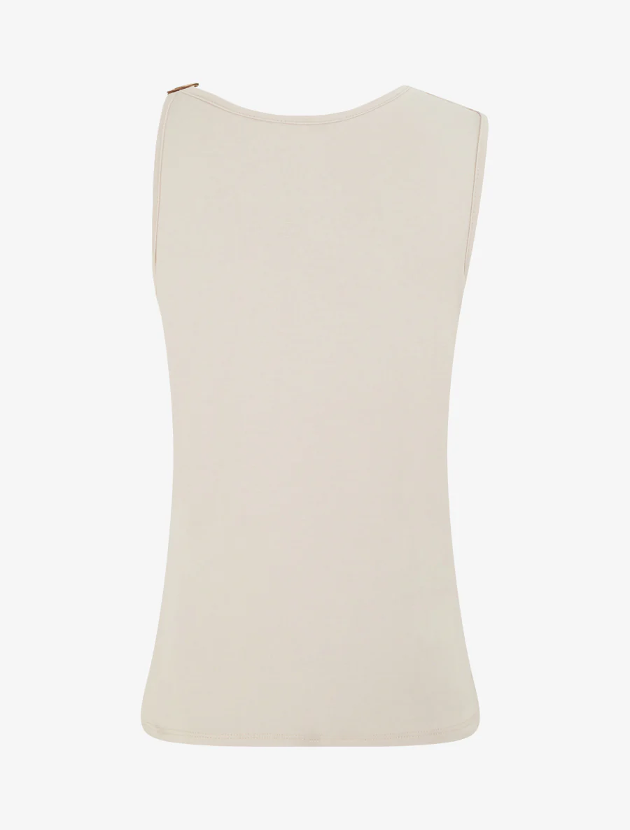 Top met bandjes van imitatieleer - Beige - Image 2