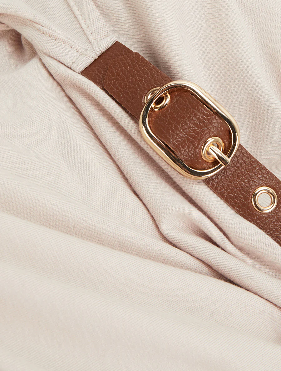 Top met bandjes van imitatieleer - Beige - Image 3