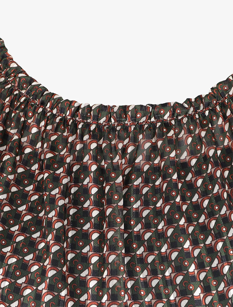 Off-shoulder top met print - Kaki - Image 3