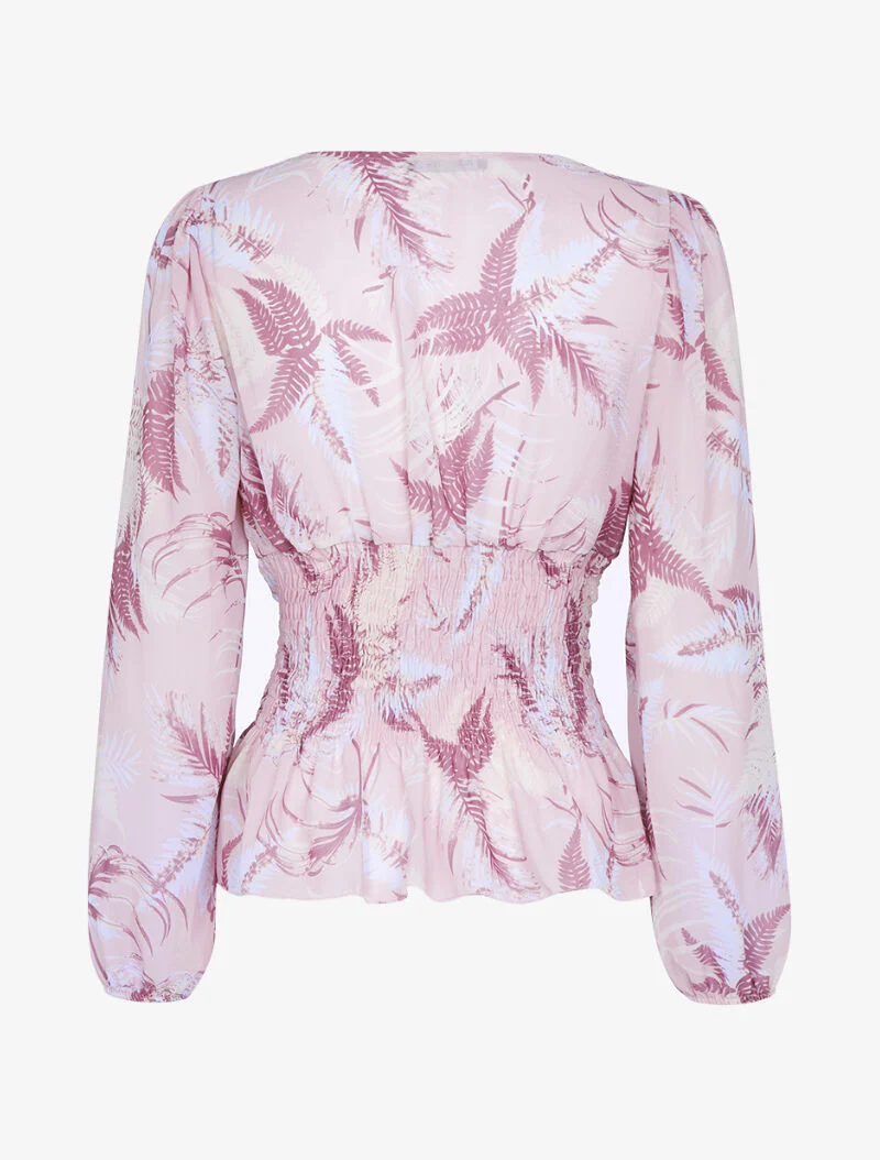 Top met bladerenprint - roze - Image 2