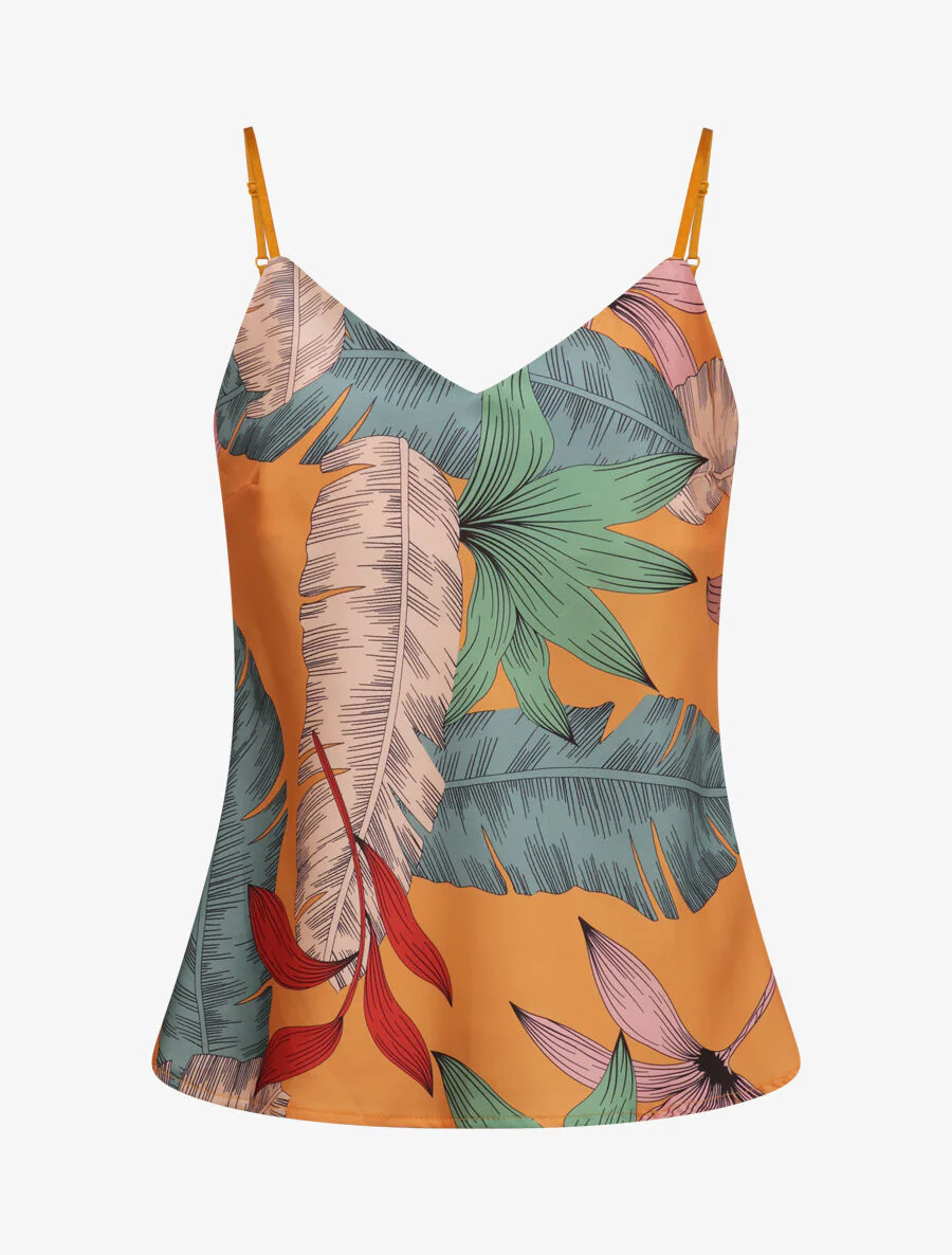 Top met bloemenprint - oranje