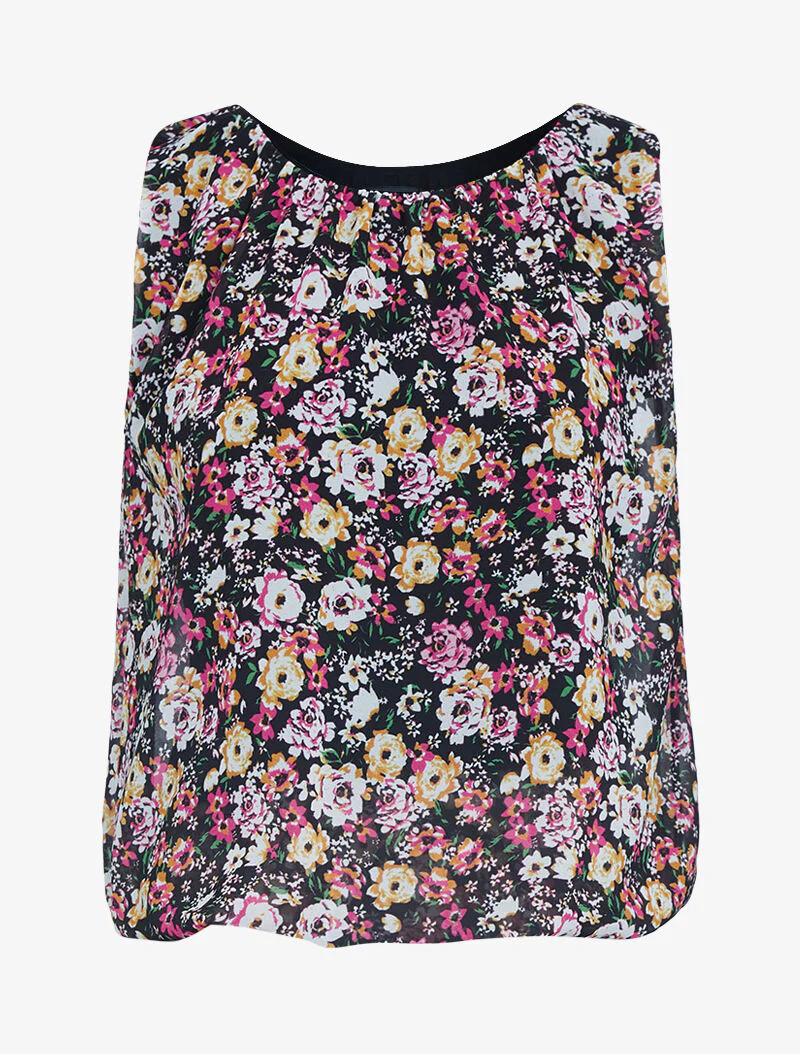 Top met bloemenprint - fuchsia