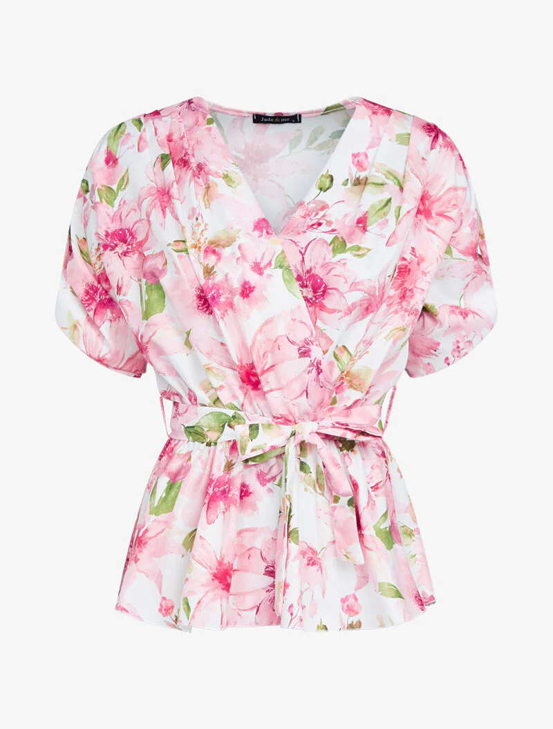 Top met bloemenprint in peplum-stijl - roze