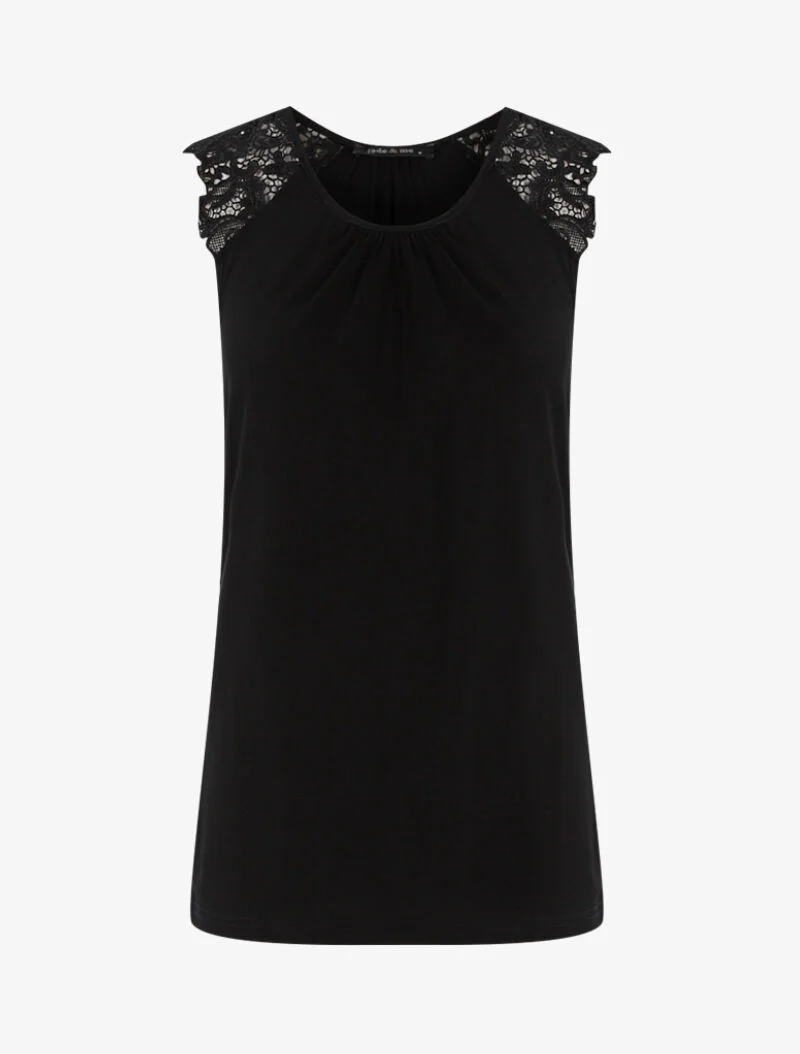 Gehaakt off-shoulder top - zwart