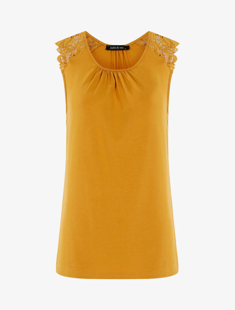 Gehaakte off-shoulder top - geel