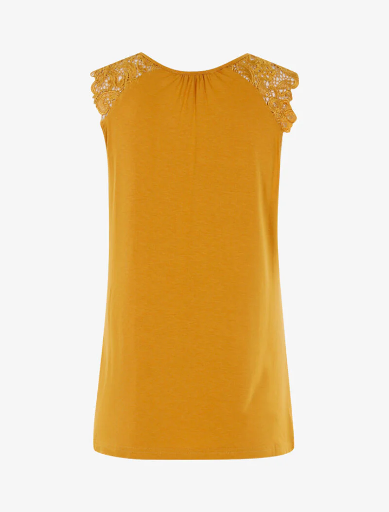 Gehaakte off-shoulder top - geel - Image 2