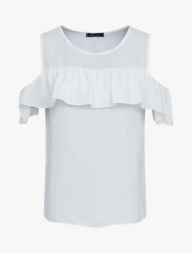 Top met blote schouders van gaasstof - wit