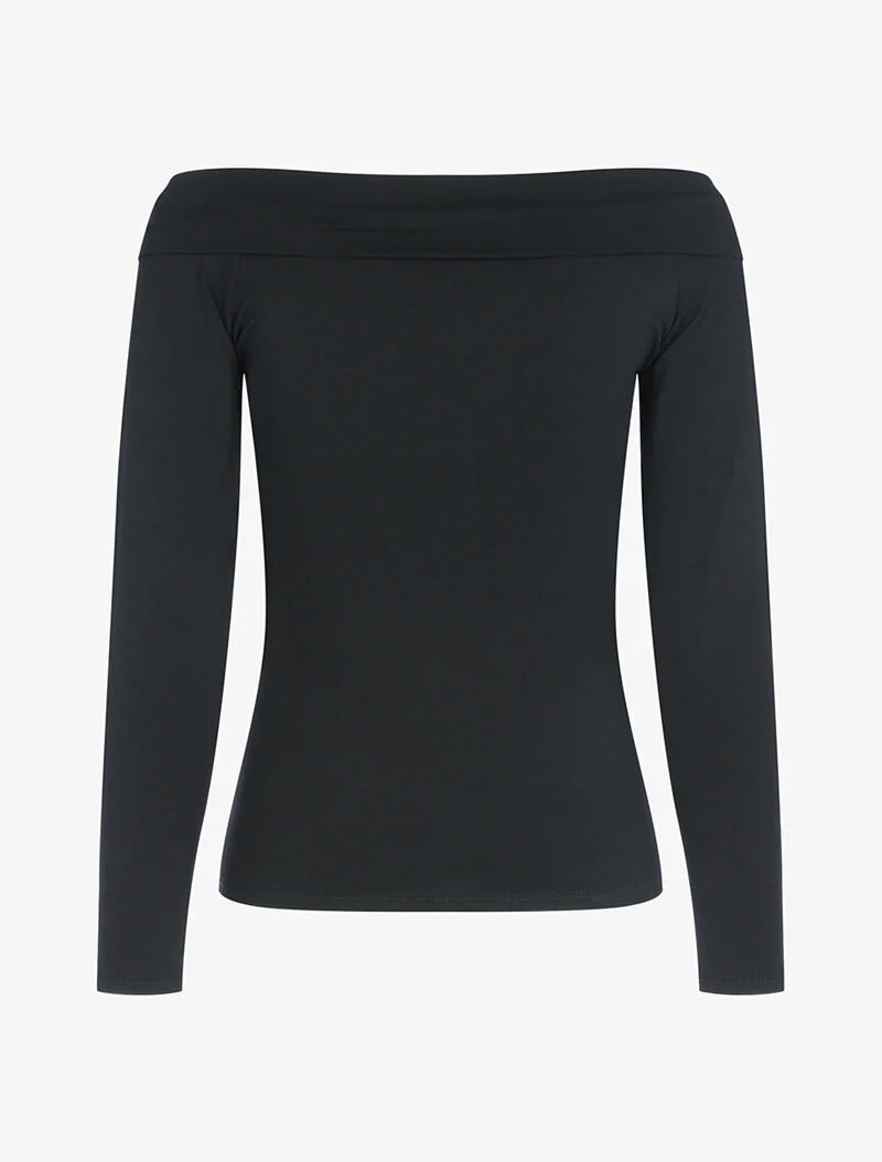 Top met gekruiste kraag - zwart - Image 2