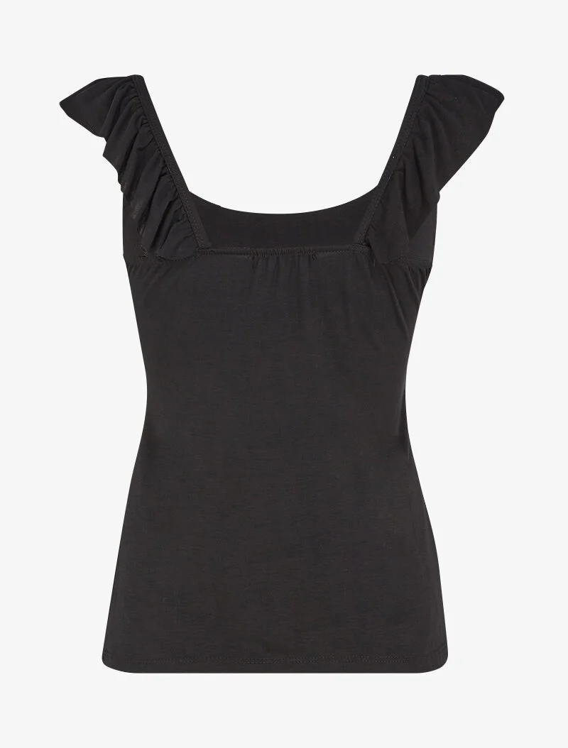 Top met gerimpelde bandjes - zwart - Image 2