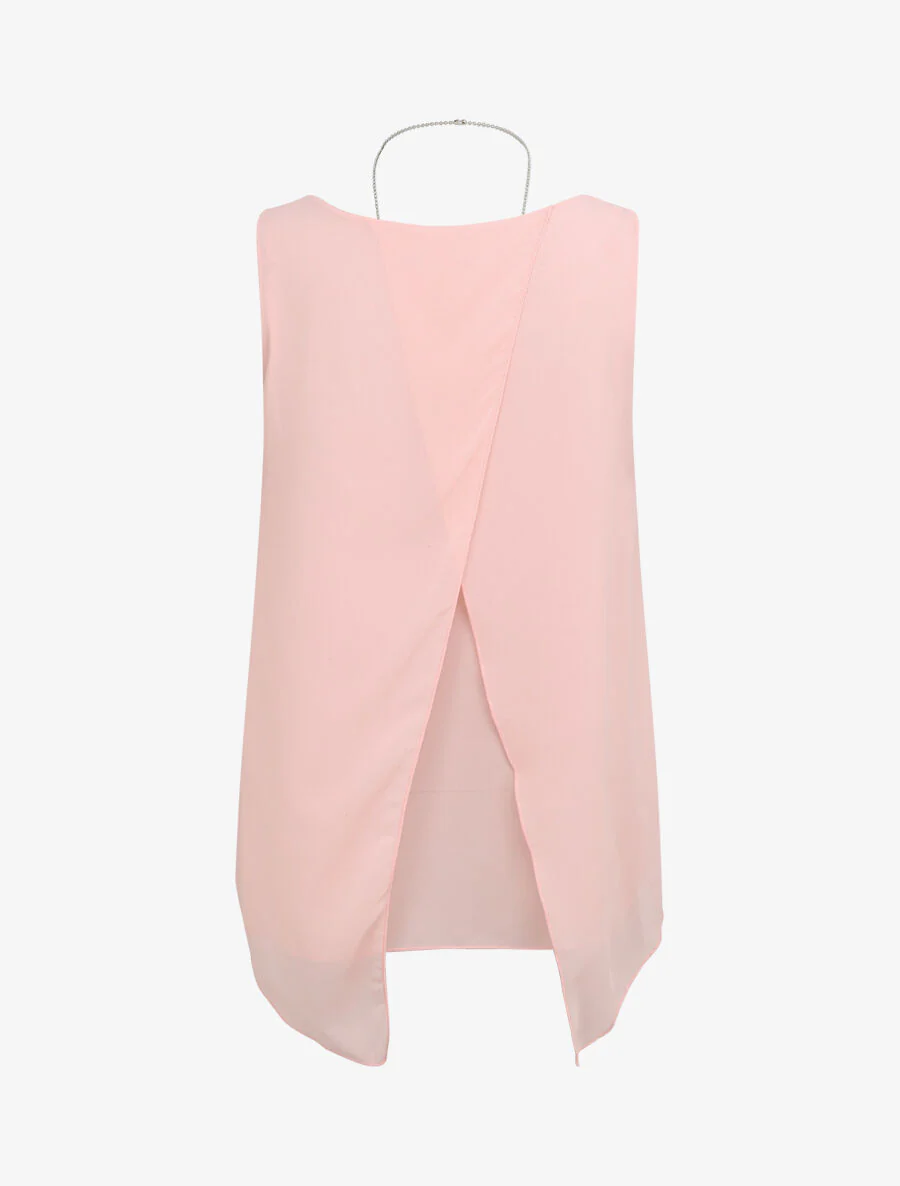 Top met gespleten rug in voile - Lichtroze - Image 2