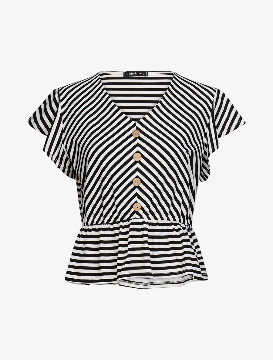 Top met gestreepte print - Zwart