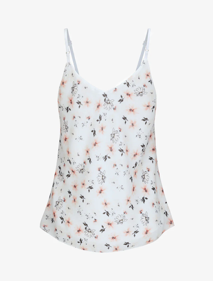 Top met gevlochten bandjes en kleine bloemenprint - Wit - Image 2