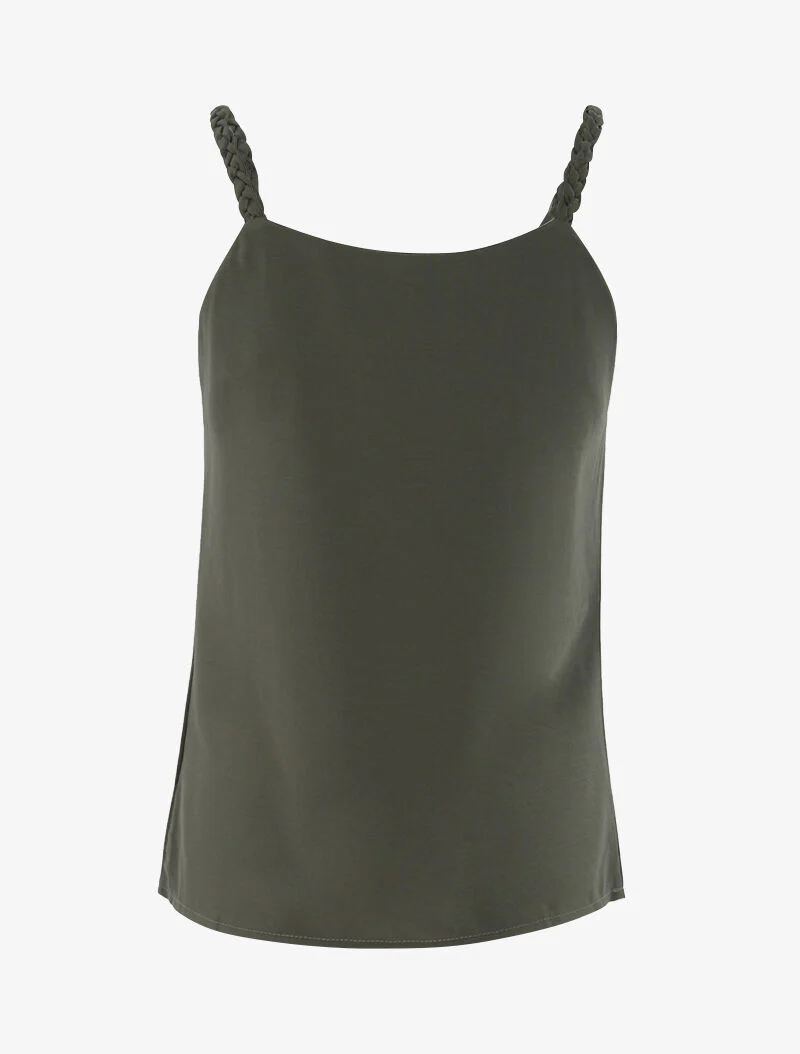 Top met gevlochten bandjes - kaki - Image 2