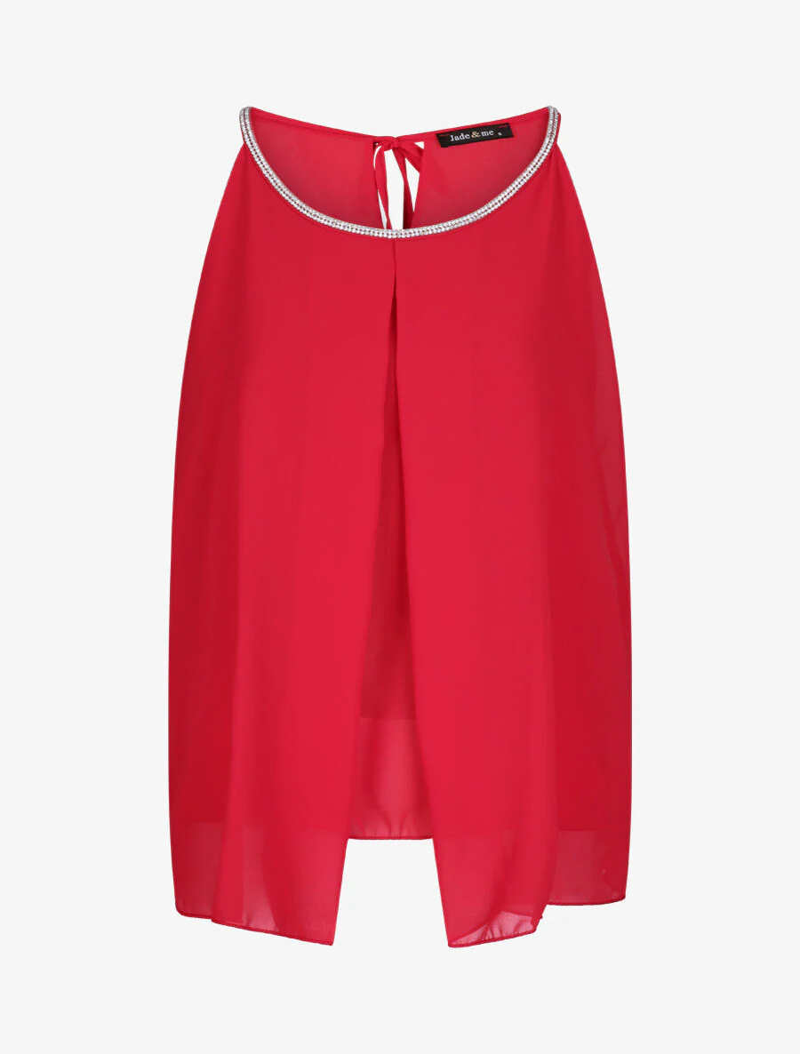 Top met glinsterende steentjes - Rood