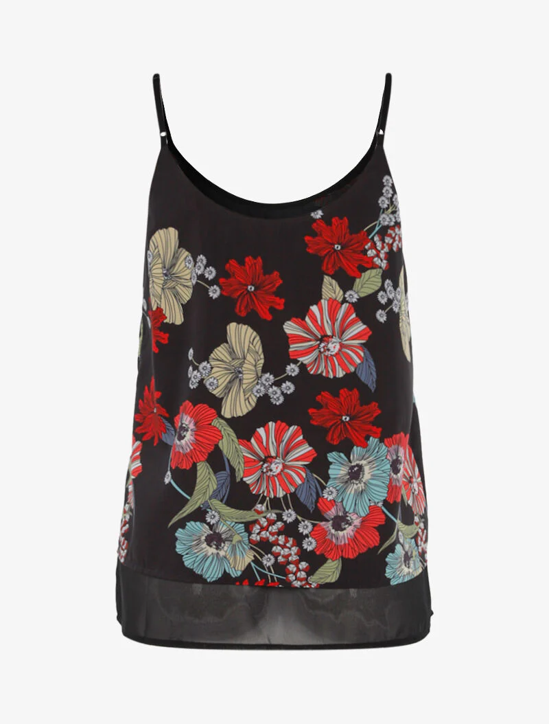 Top met grafische bloemenprint - zwart - Image 2