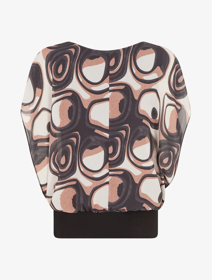 Top met grafische print en korte mouwen - Zwart - Image 2