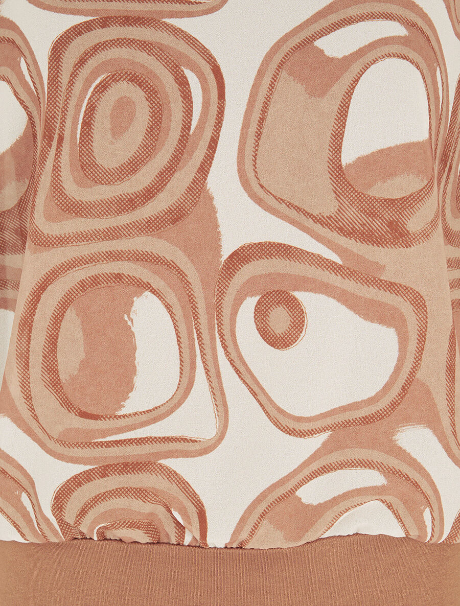 Top met grafische print en korte mouwen - Kameel - Image 3
