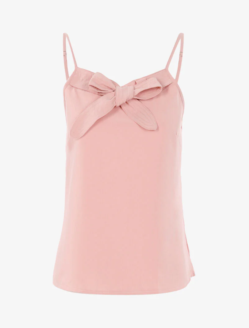 Top met halslijn met lussen - roze