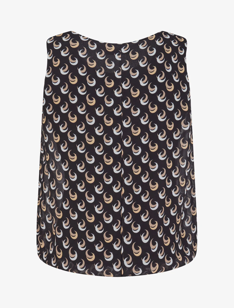 Top met halve maanprint zonder mouwen - Zwart - Image 2