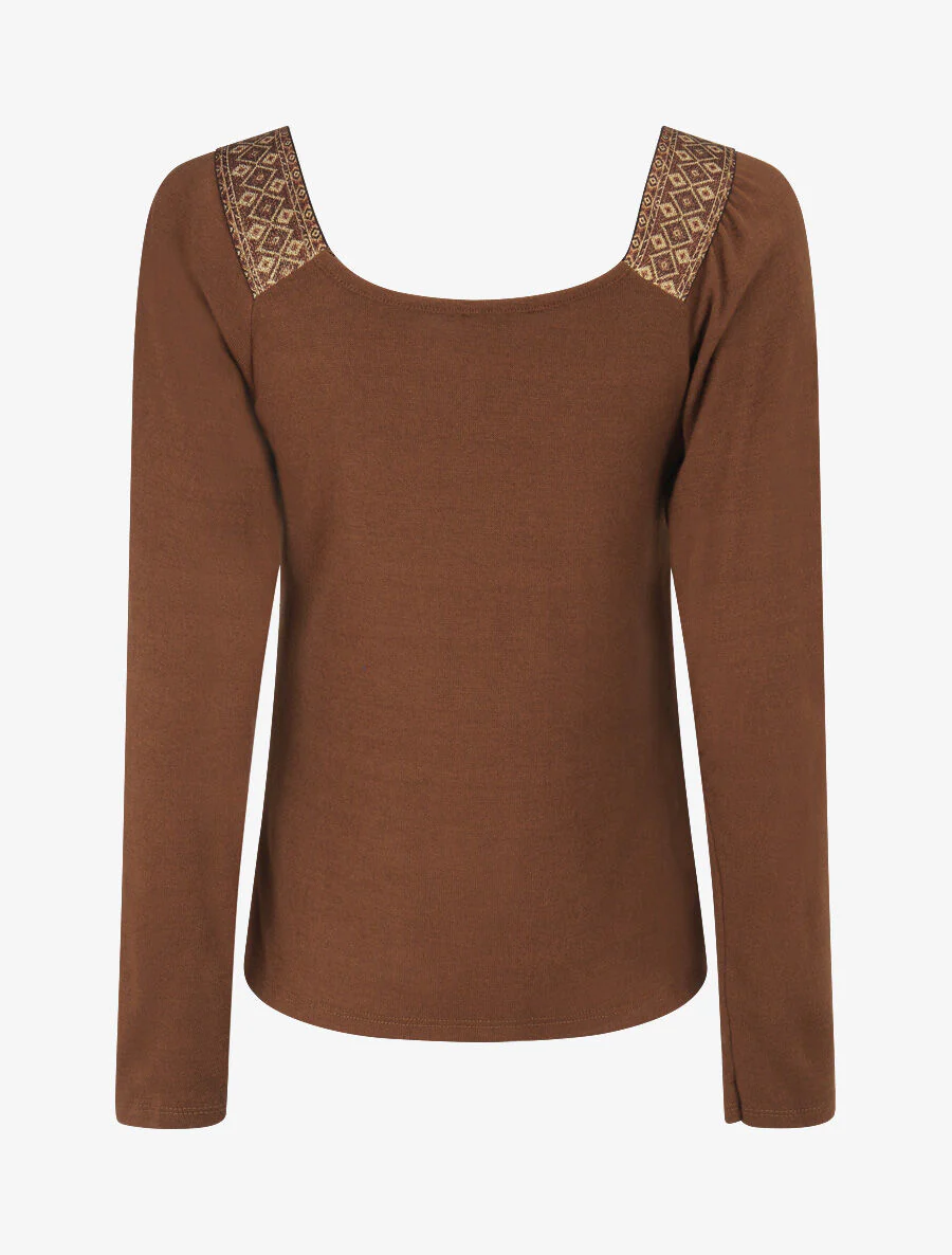 Top met iriserende print en vierkante hals - Camel - Image 2