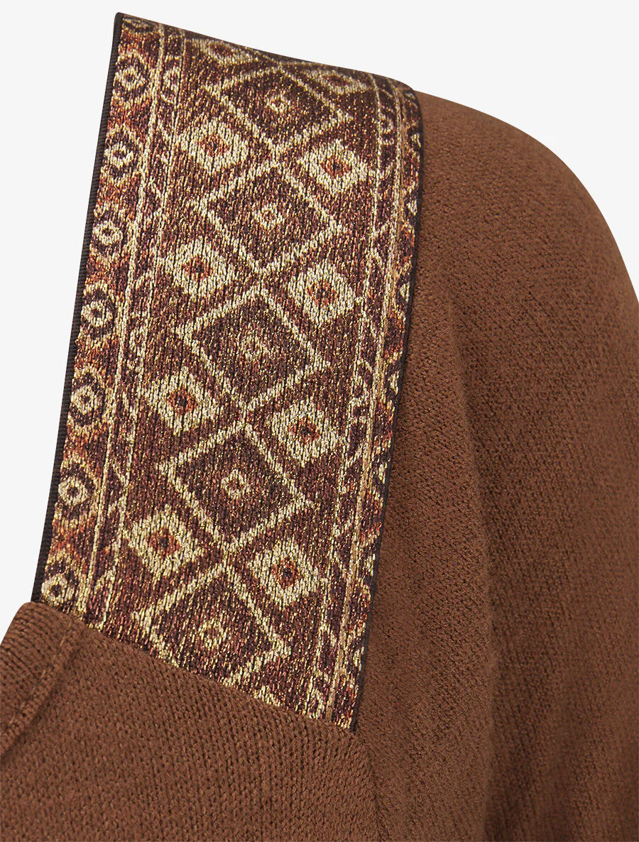 Top met iriserende print en vierkante hals - Camel - Image 3