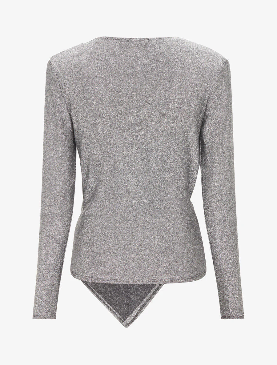 Top met iriserende wikkelhals - zilver - Image 2