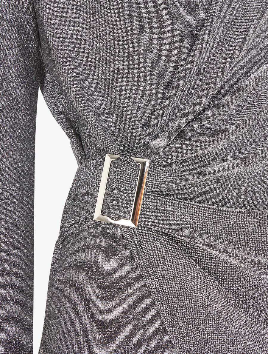 Top met iriserende wikkelhals - zilver - Image 3