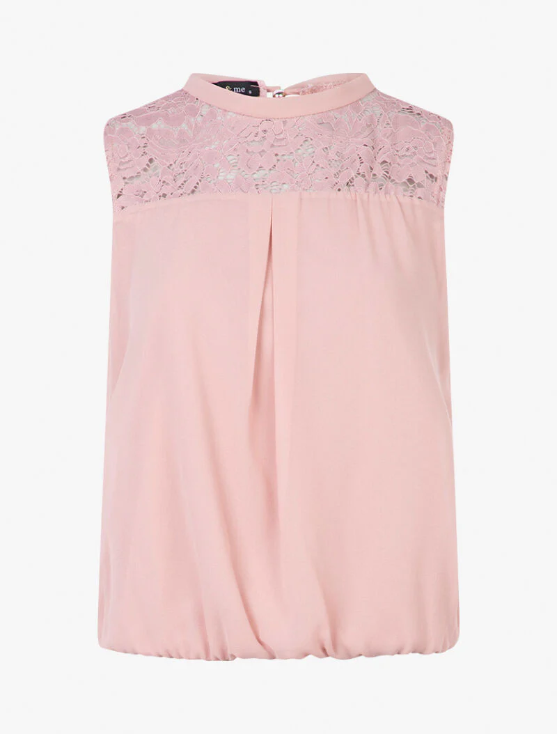 Top met kanten decolleté - roze