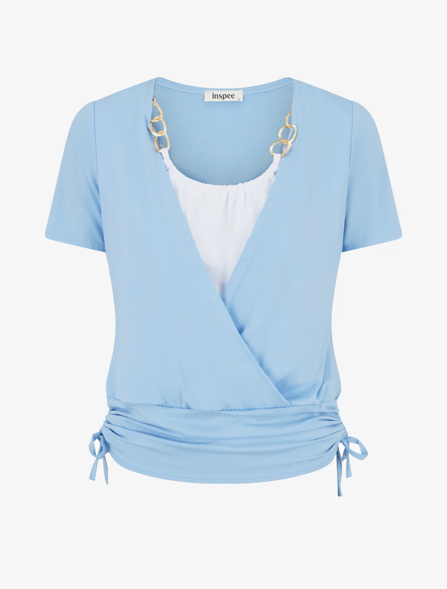 Top met kettinglaagjes-effect - Lichtblauw