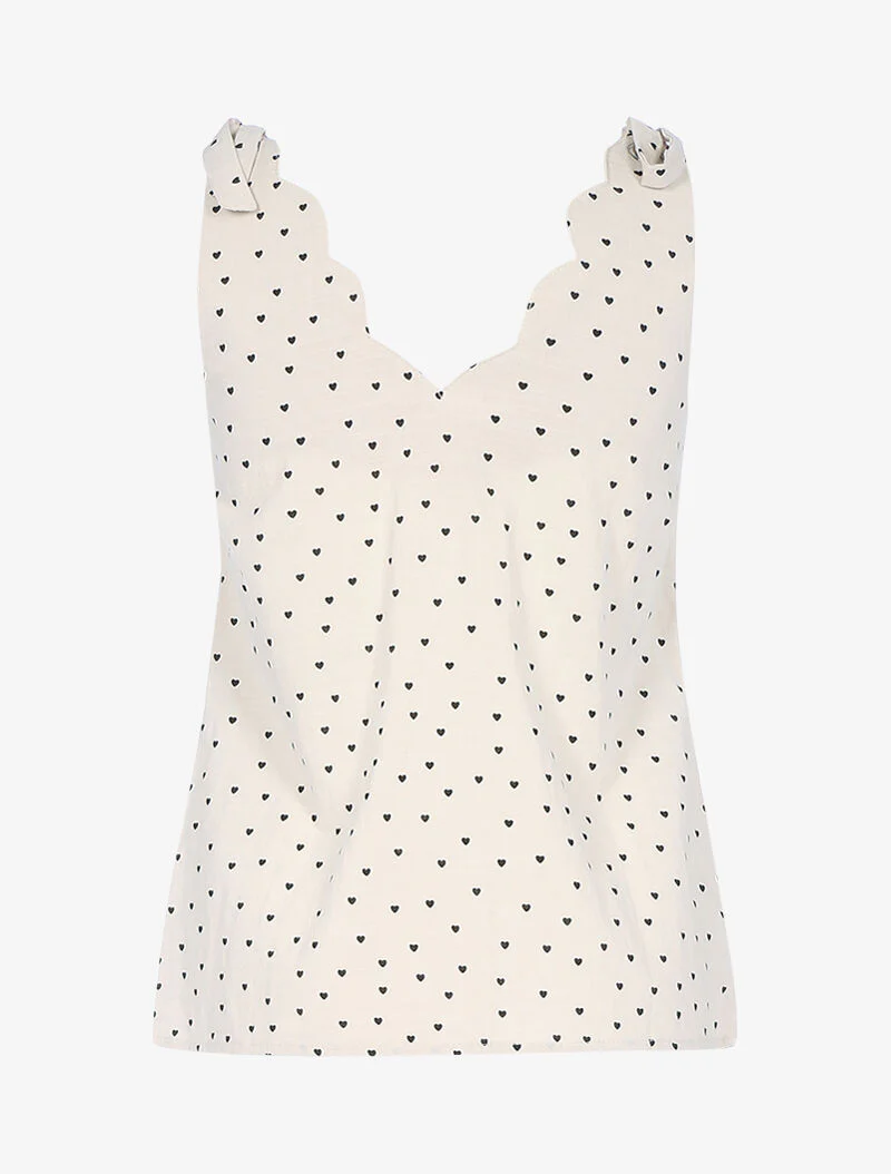 Top met kleine hartjesprint - beige - Image 2