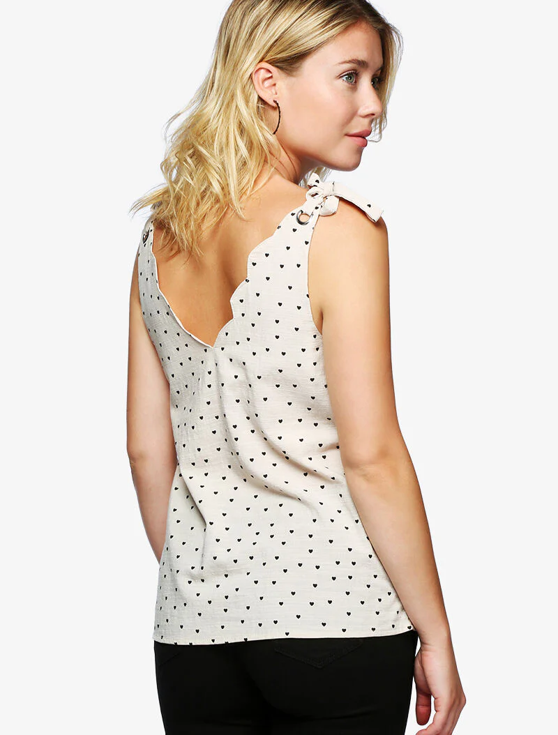 Top met kleine hartjesprint - beige - Image 6