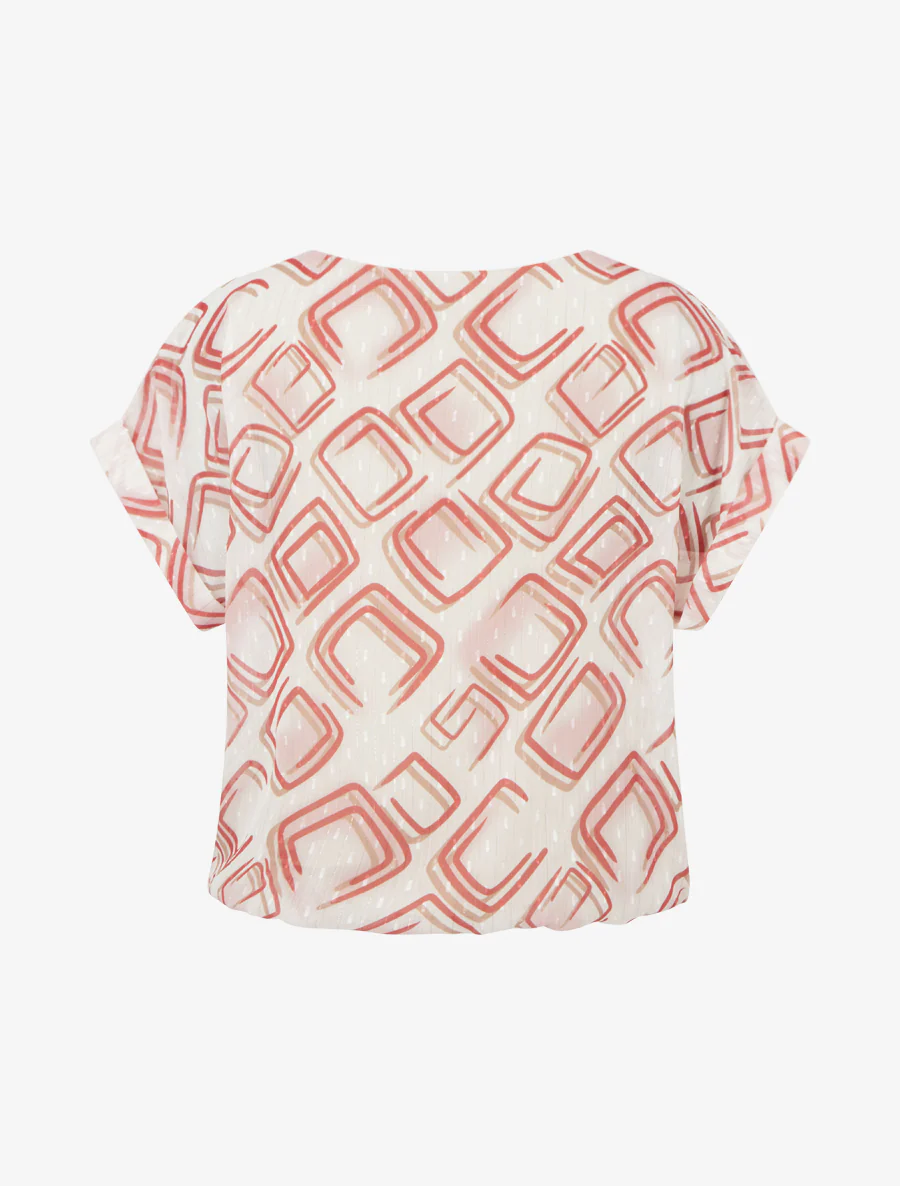 Top met korte mouwen en grafische patronen - Rood - Image 2