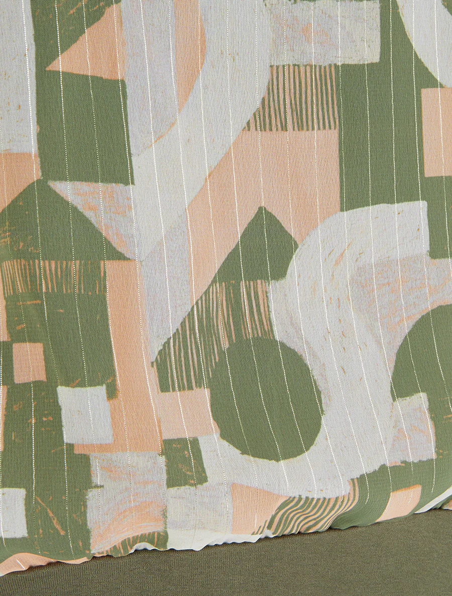 Top met korte mouwen en grafische print - Kaki - Image 3