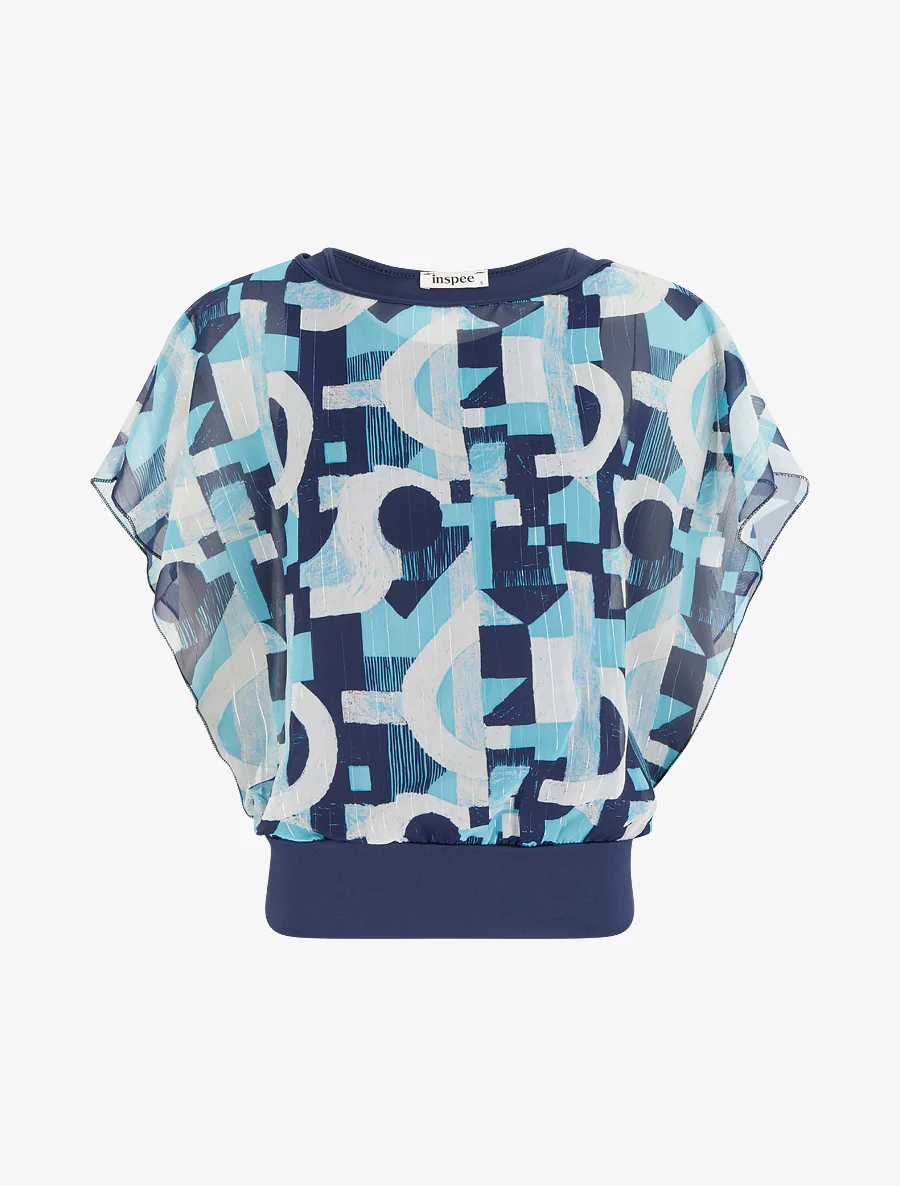 Top met korte mouwen en grafische print - Marine