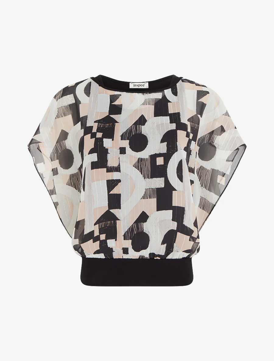Top met korte mouwen en grafische print - Zwart