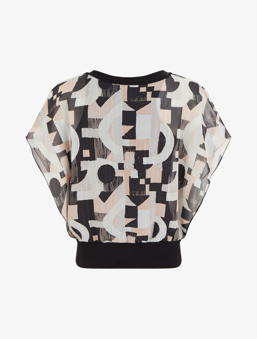 Top met korte mouwen en grafische print - Zwart - Image 2