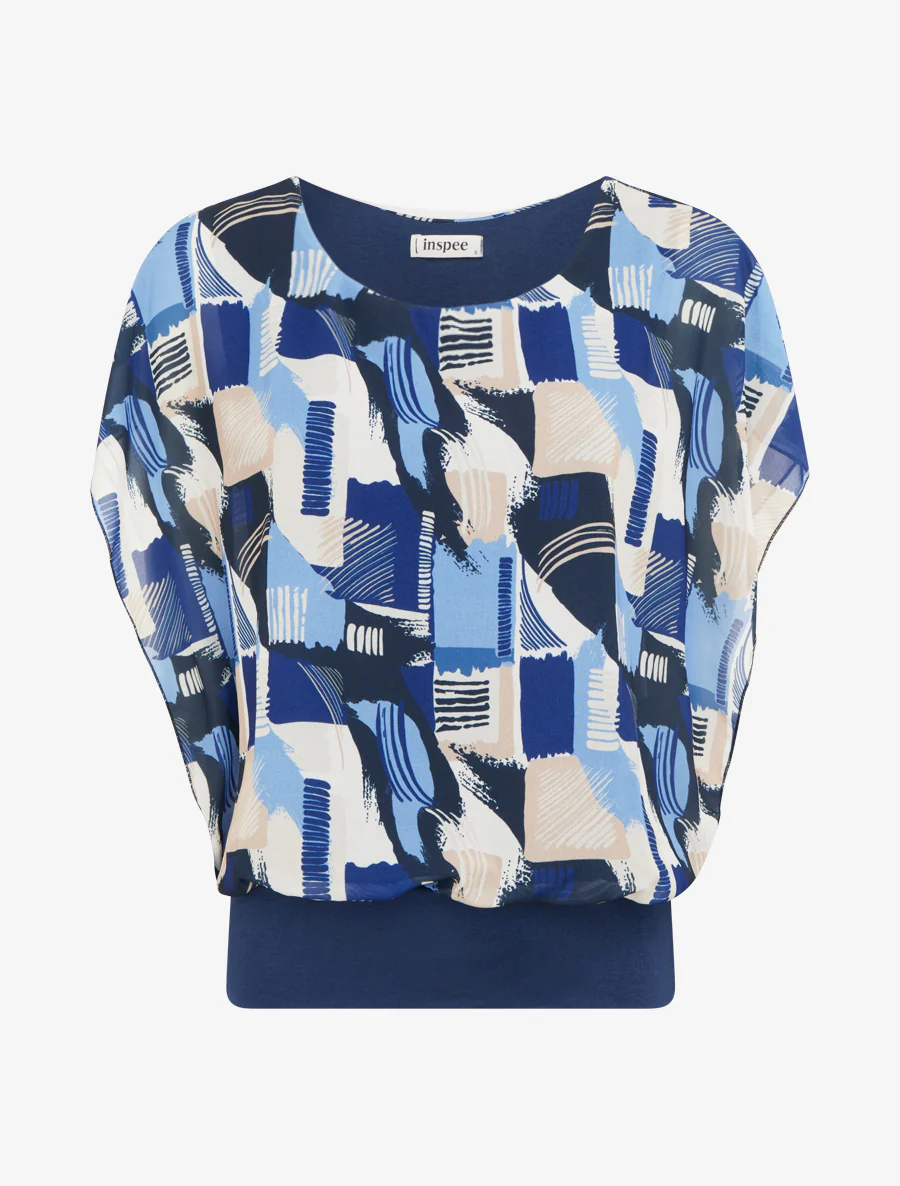 Top met korte mouwen en grafische print - Marine
