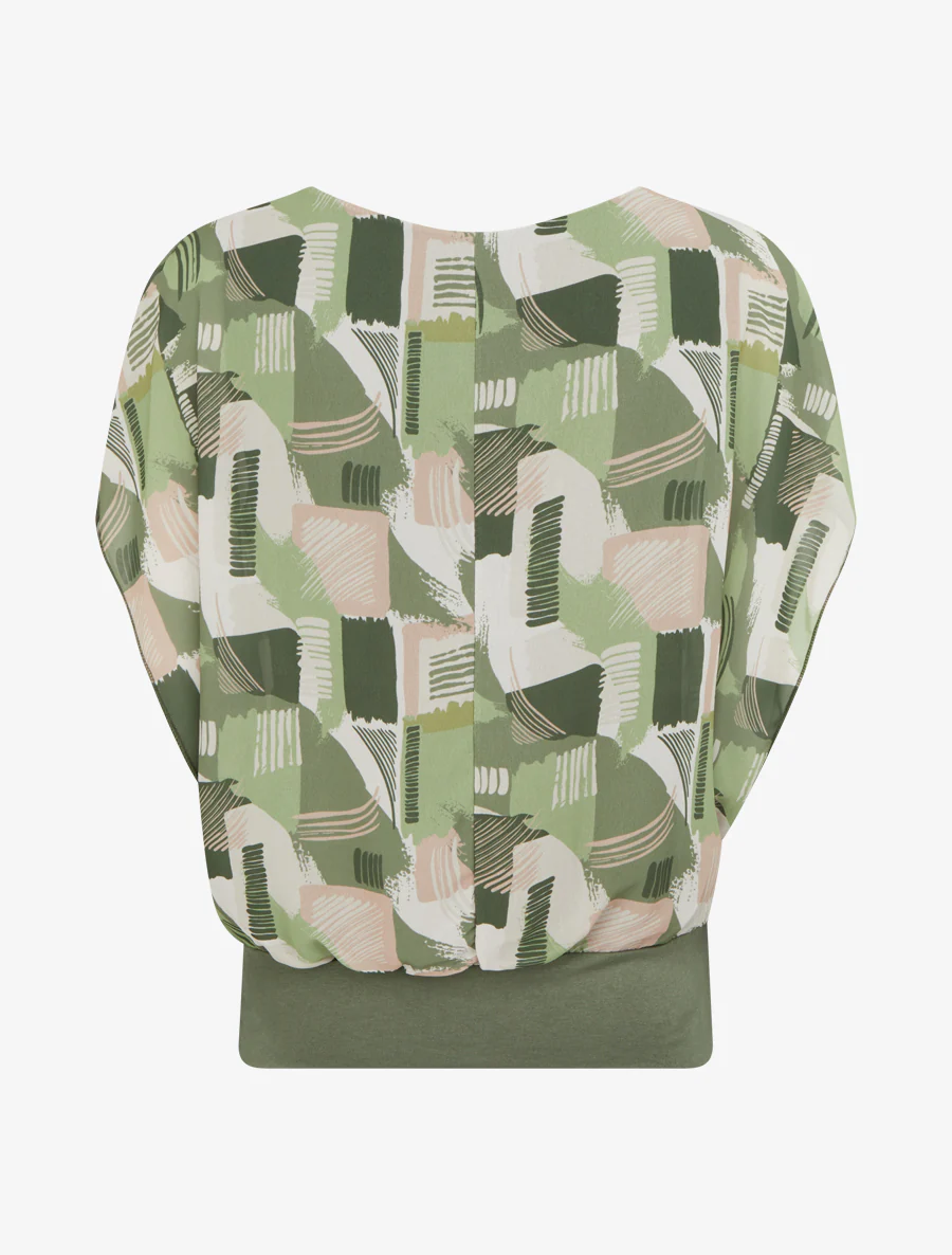 Top met korte mouwen en grafische print - Kaki - Image 2