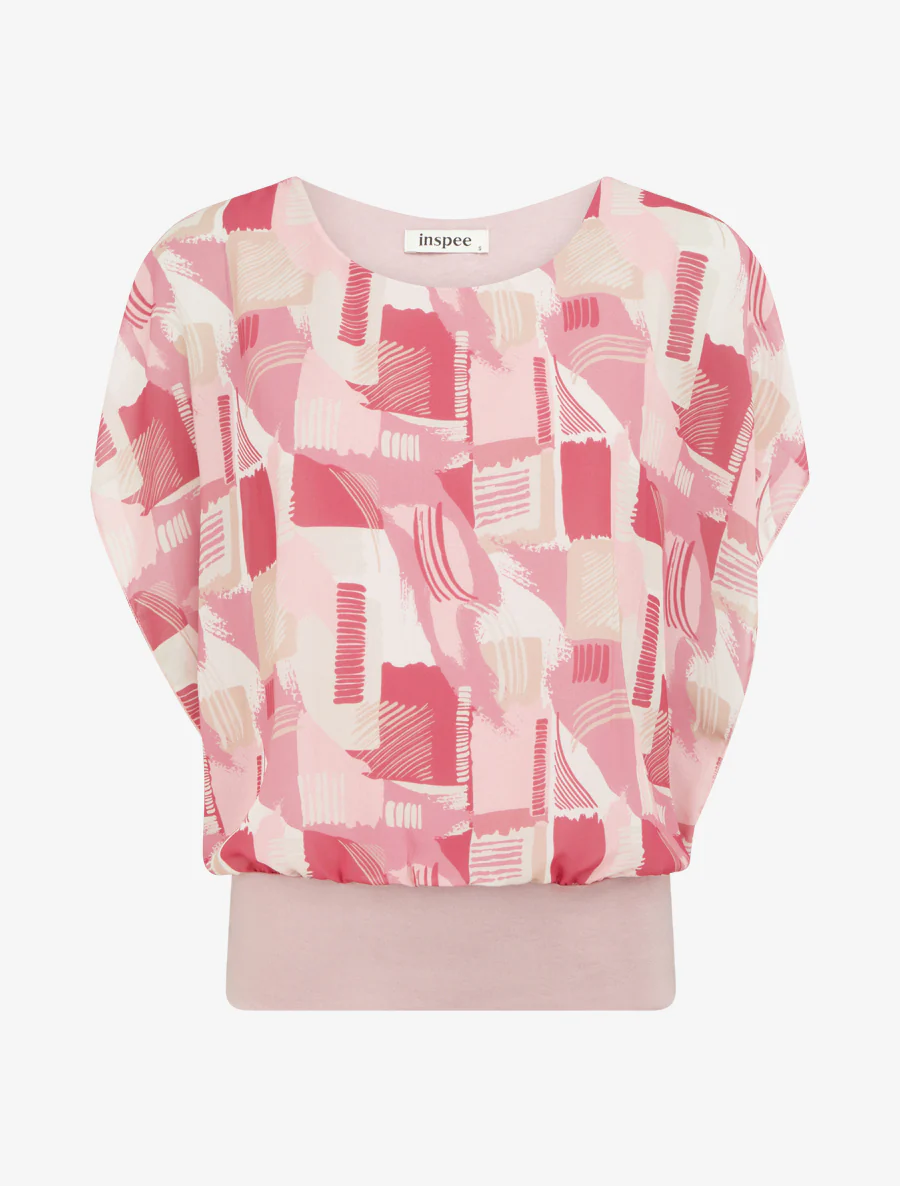 Top met korte mouwen en grafische print - Roos