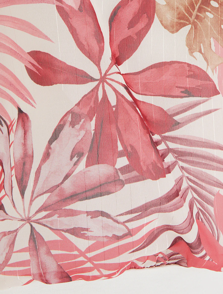 Top met korte mouwen en tropische print - Oudroze - Image 3